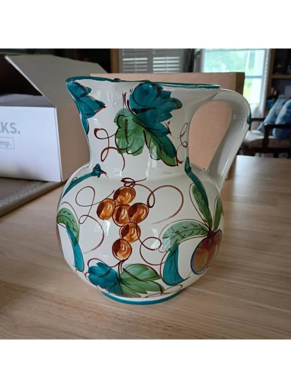 Vintage Italian Ceramic Pitcher Hand Painted Made in Italy